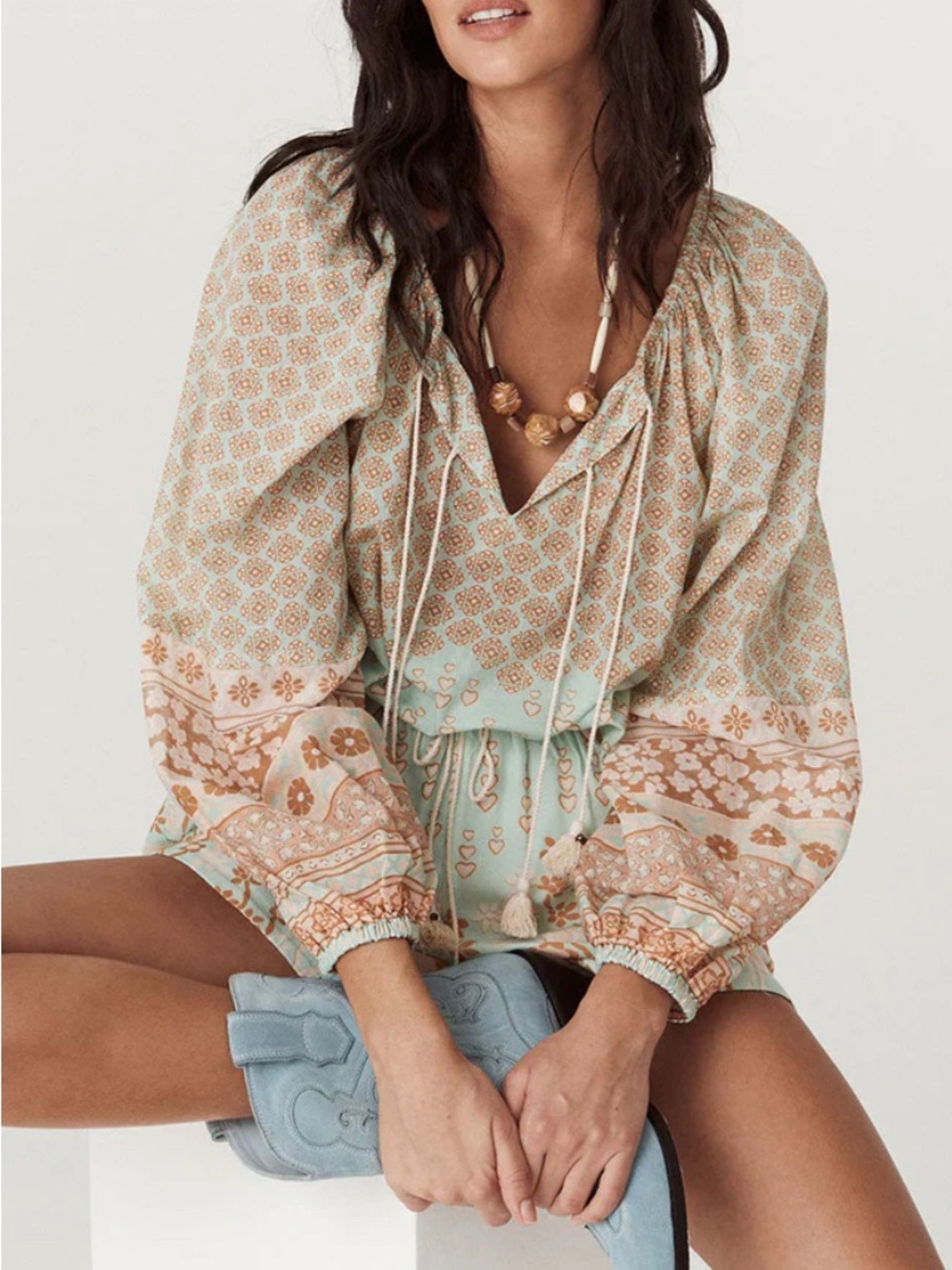 New Spell Sweet Nothings blouse bohemian floral patterns S